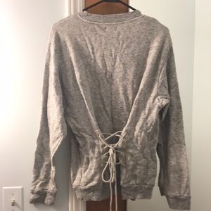 Cheap Monday Lace Back Sweatshirt - Gray melange